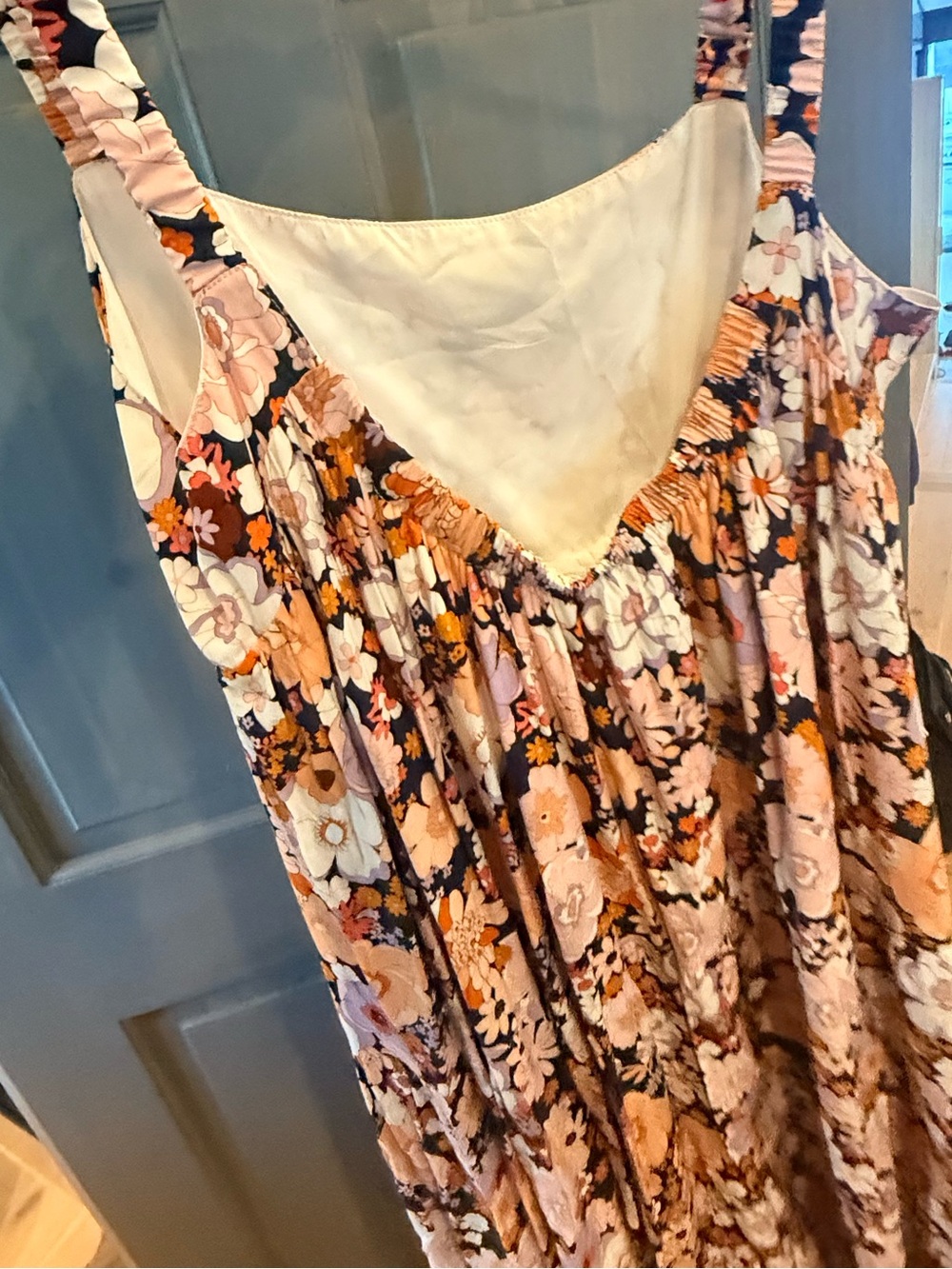 Free People Park Slope Dupe! Floral Tiered Maxi Dress. — Black and Peach Floral - Picture 2 of 3